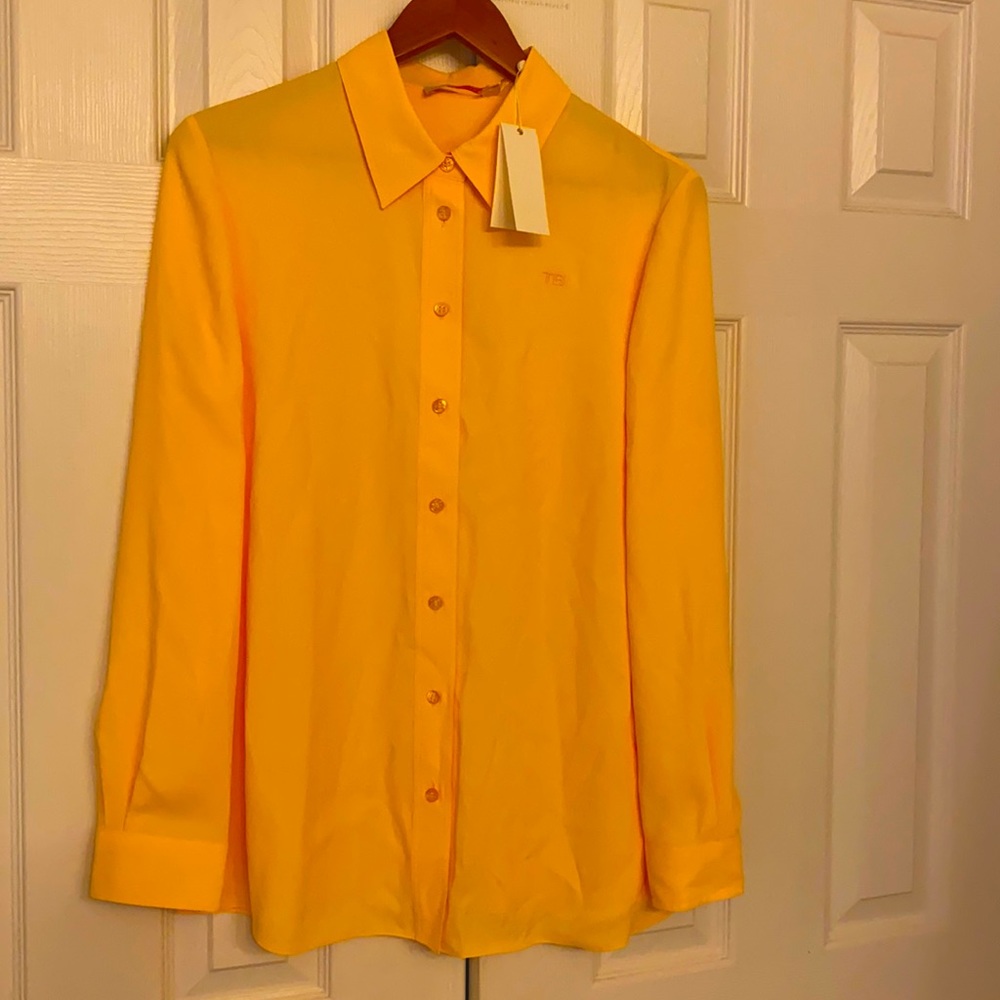 Tory Burch Yellow Button-Up Blouse